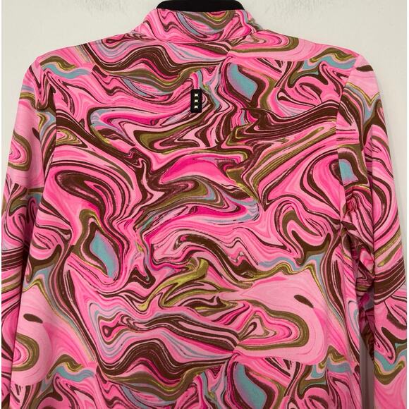 Jaime Sadock Pink Sugar Angel Whirl Marble 1/4 Zip Long Sleeve Golf Shirt Small - Picture 7 of 13